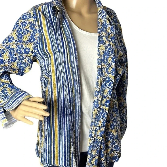 HABITAT tunic,blouse, NEW!women M,L & XL.,textured, crinkled, stripes,Lagenlook - Picture 10 of 15